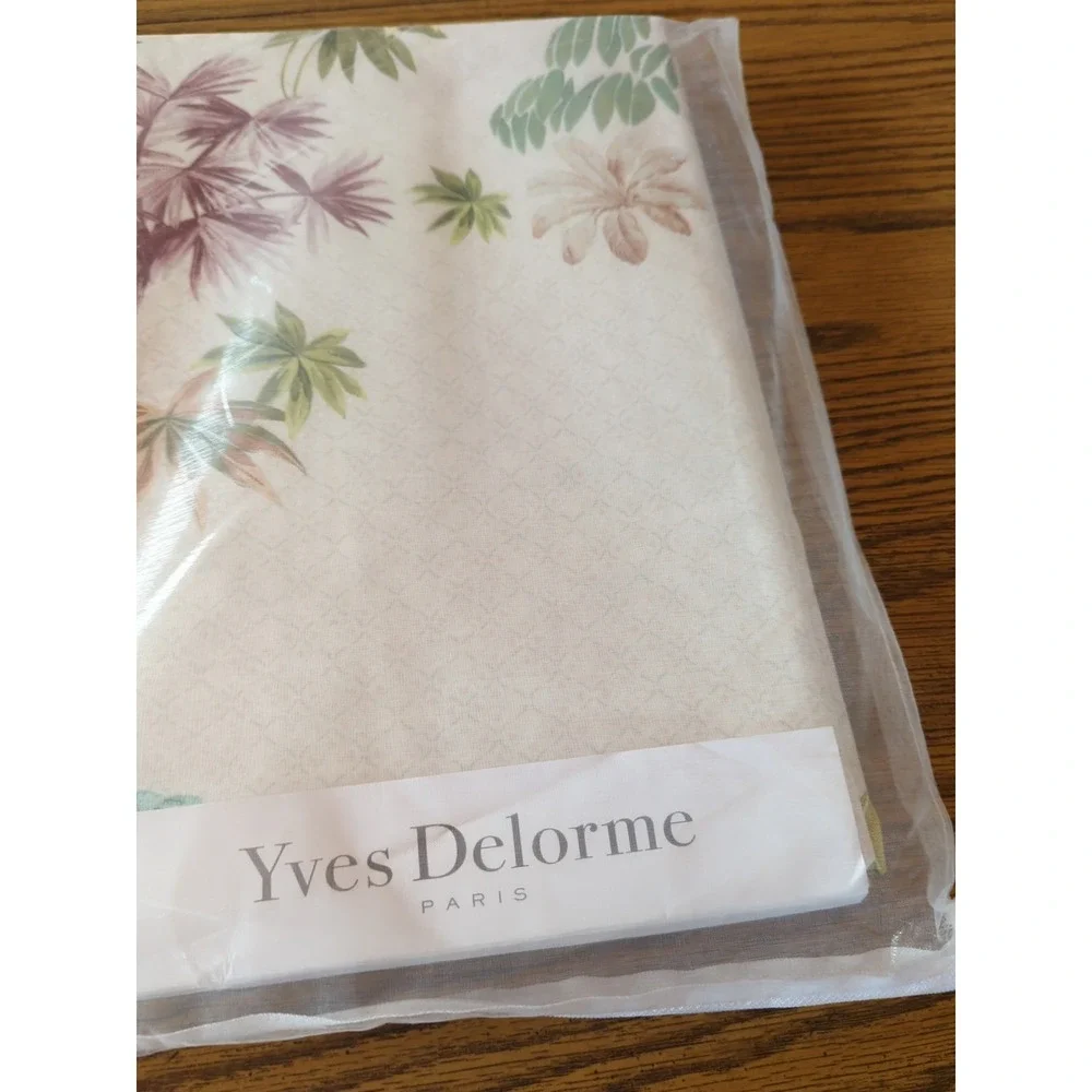 NWT Yves Delorme Paris LAOS 100% Organic Cotton Queen Duvet Cover Floral France‎